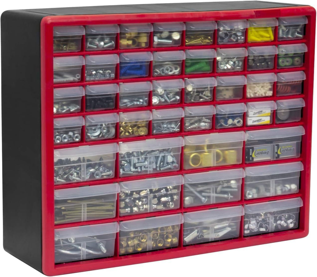 Akro-Mils 26-Drawer Plastic Drawer Storage Cabinet for Garage Organization, Bead Organizer, Building Bricks Storage, Teacher Toolbox, Makeup Organizer, 20" W x 6" D x 10" H, 10126 Yellow