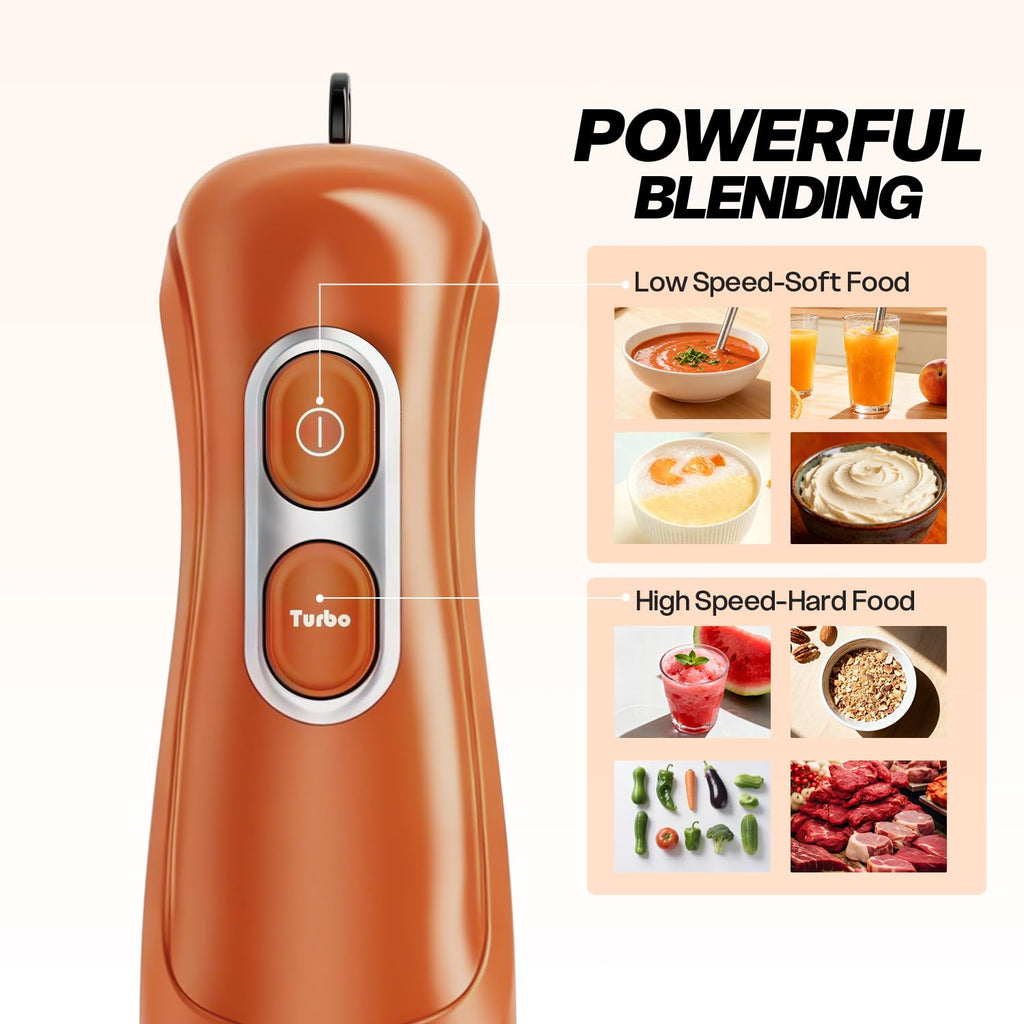 Turelar Immersion Blender Handheld Corded Hand Blenders Set 1100W, Trigger Variable Speed 5 in 1 Stick Emulsifier with Chopper, Whisk and Frother for Soup, Baby Food and Smoothies,Black