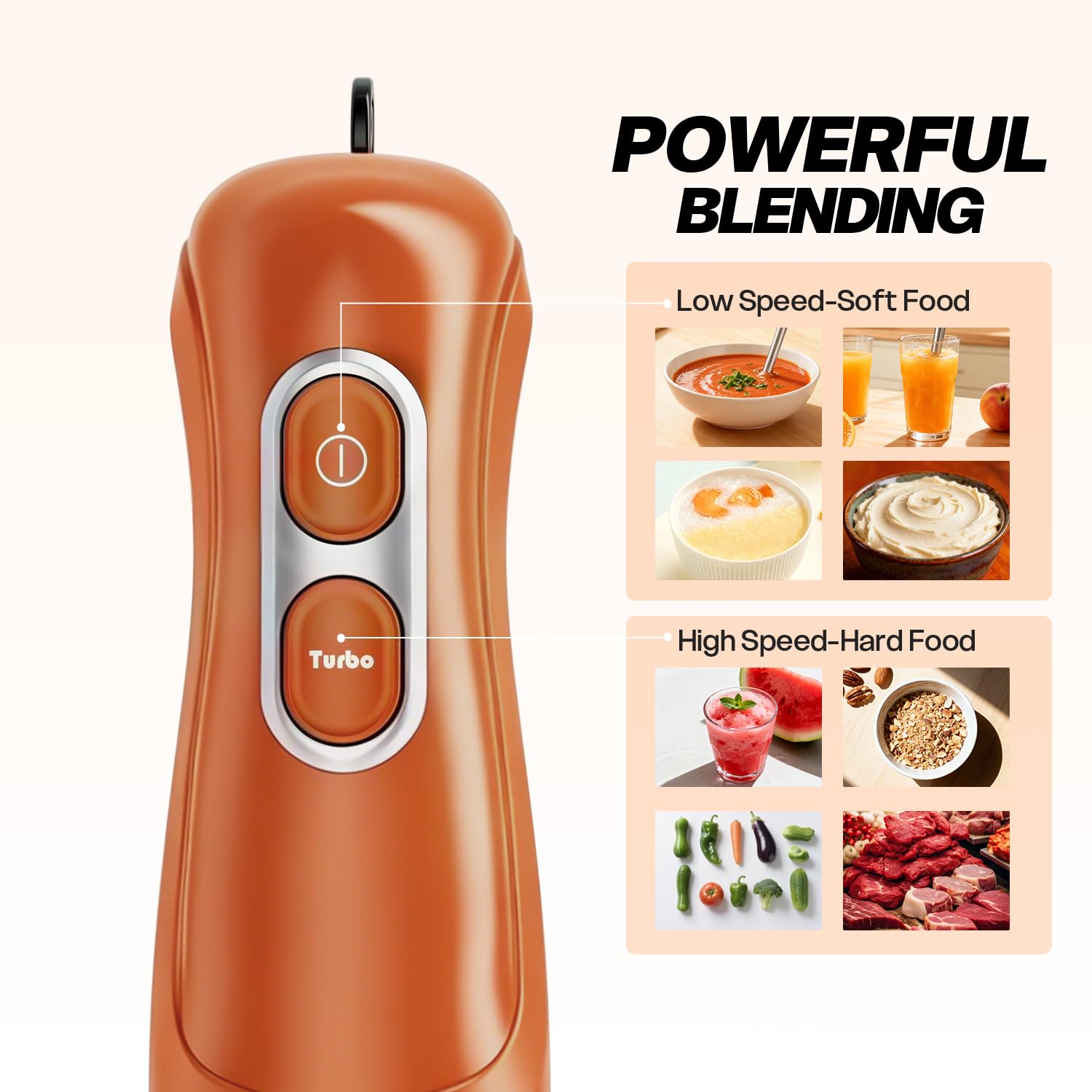 Turelar Immersion Blender Handheld Corded Hand Blenders Set 1100W, Trigger Variable Speed 5 in 1 Stick Emulsifier with Chopper, Whisk and Frother for Soup, Baby Food and Smoothies,Black