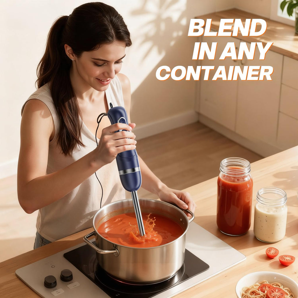 Turelar Immersion Blender Handheld Corded Hand Blenders Set 1100W, Trigger Variable Speed 5 in 1 Stick Emulsifier with Chopper, Whisk and Frother for Soup, Baby Food and Smoothies,Black