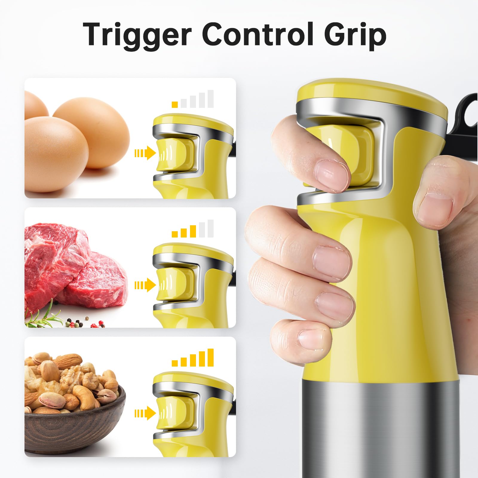 Turelar Immersion Blender Handheld Corded Hand Blenders Set 1100W, Trigger Variable Speed 5 in 1 Stick Emulsifier with Chopper, Whisk and Frother for Soup, Baby Food and Smoothies,Black