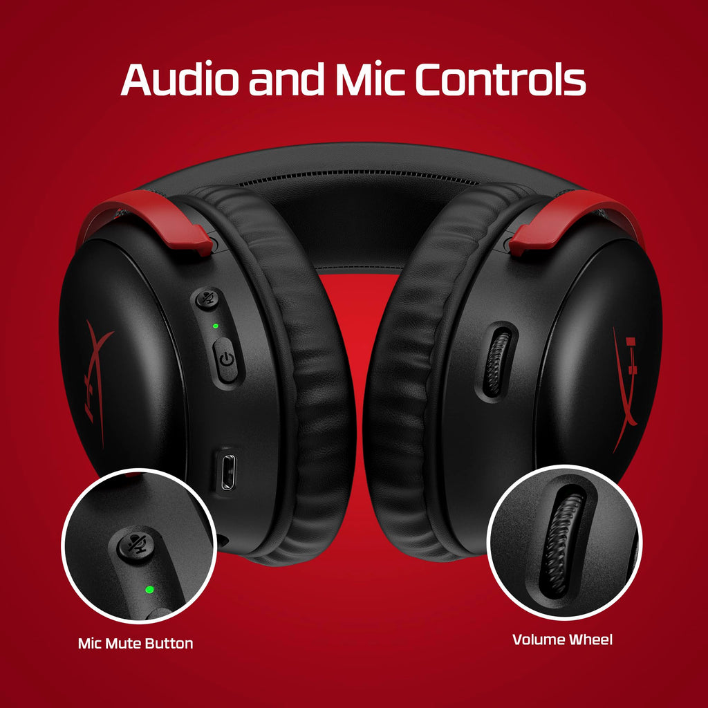HyperX Cloud III – Wired Gaming Headset, PC, PS5, Xbox Series X|S, Angled 53mm Drivers, DTS Spatial Audio, Memory Foam, Durable Frame, Ultra-Clear 10mm Mic, USB-C, USB-A, 3.5mm – Black/Red