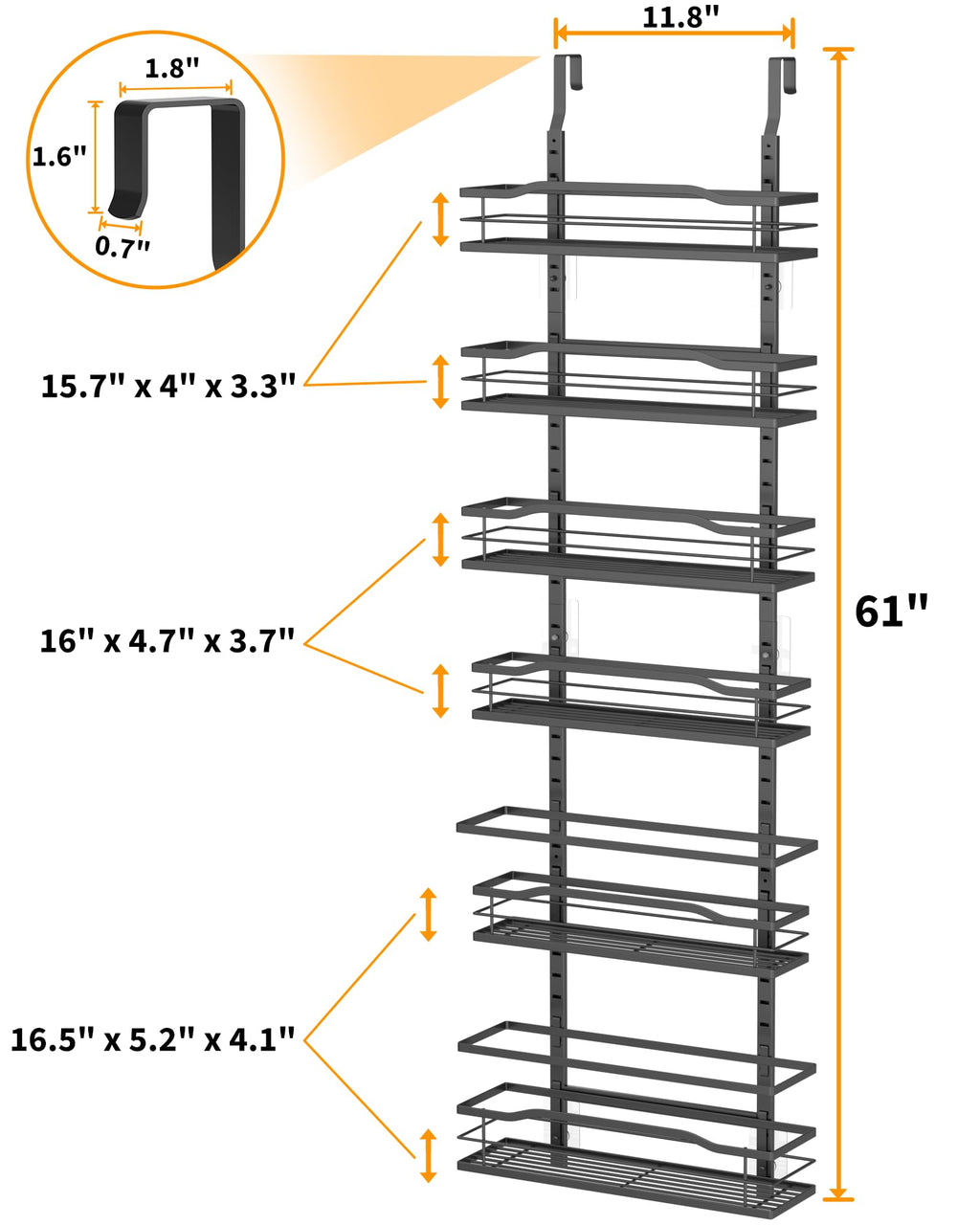 Moforoco White 9-Tier Over The Door Pantry Organizer, Pantry Organization And Storage, Metal Hanging Spice Rack Shelves Door, Home & Kitchen Essentials, Laundry Room Bathroom Organization