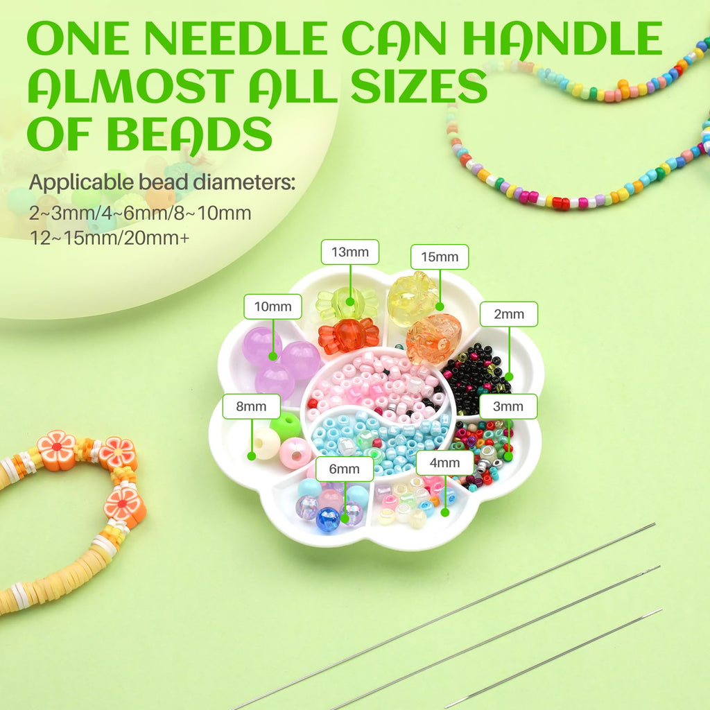 86 Pcs Beading Needle Set, 6 Sizes Big Eye Beading Needles for Seed Beads, Long Straight Bead Needles, Twist Beading Needles, Flexible Needle for Jewelry Making