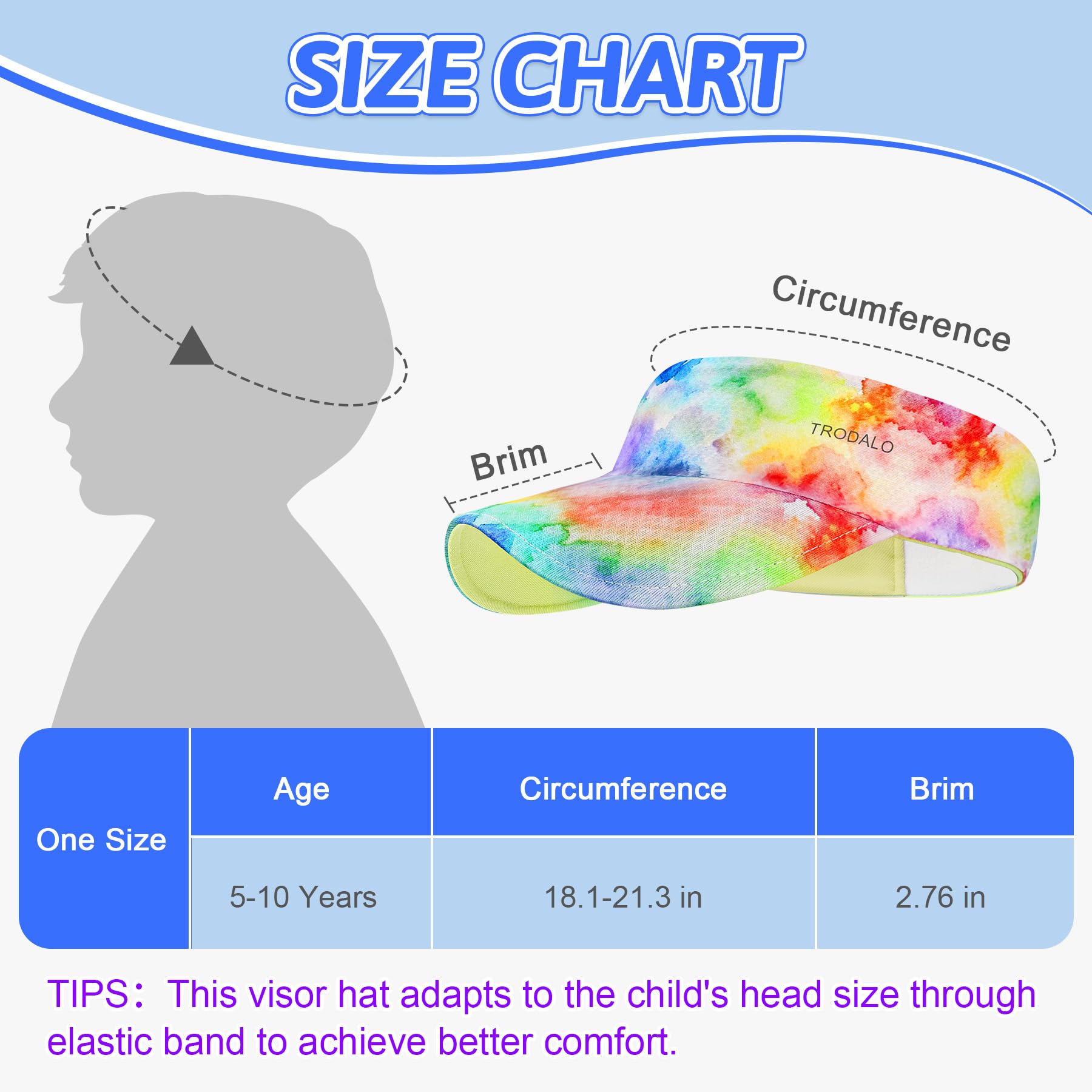 Kids Sun Visor Hats for Girls Boys, Lightweight Cooling Stretchy Visor, Packable Sports Hat for Running, Tennis, Golf