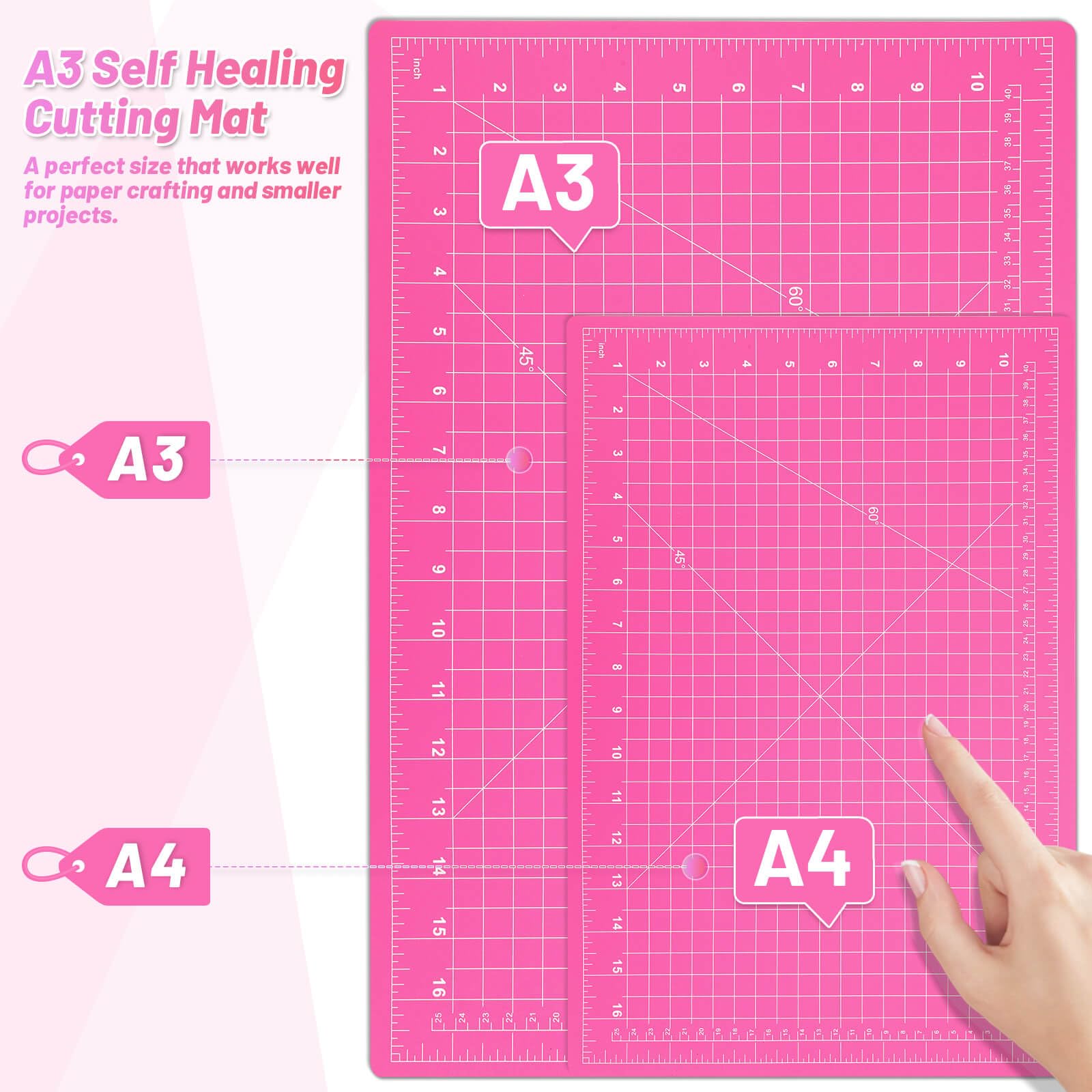 anezus Self Healing Sewing Mat, 12inch x 18inch Rotary Cutting Mat Double Sided 5-Ply Craft Cutting Board for Sewing Crafts Hobby Fabric Precision Scrapbooking Project