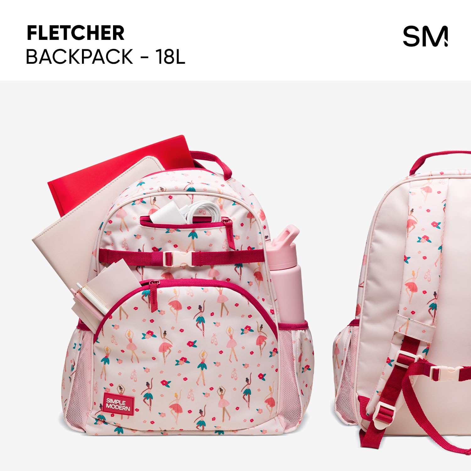 Simple Modern Medium Disney Toddler Backpack for School Girls and Boys | Kindergarten Elementary Kids Backpack | Fletcher Collection | Kids - 15" tall | Princess Rainbows