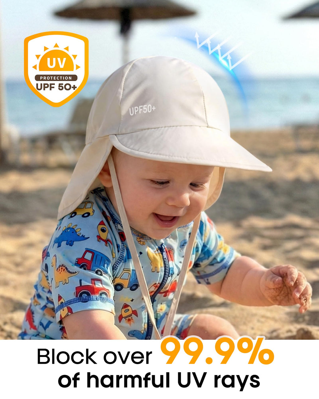 FURTALK Baby Sun Hat with Neck Flap UPF 50+ Adjustable Baby Boys Girls Summer Beach Hat for Traveling Swim Hat