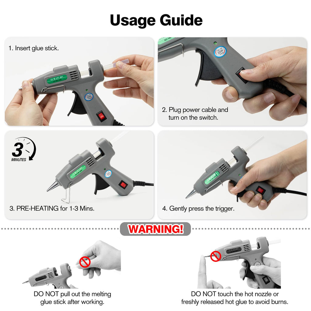 SHJADE Hot Glue Gun with 30 Glue Sticks, 20W Mini Hot Melt Gun Kit(White) | Fast Preheating, Ideal for School Crafts, DIY Arts, and Quick Home Repairs, Compact, Suitable for 0.27" Glue Sticks