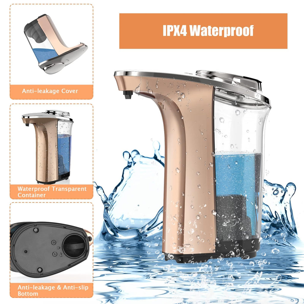 PZOTRUF Automatic Soap Dispenser, Touchless Dish Soap Dispenser 17oz/500ml with Infrared Sensor, 5 Adjustable Soap Dispensing Levels, Liquid Hand Dispenser for Bathroom Kitchen Sink (Silver)