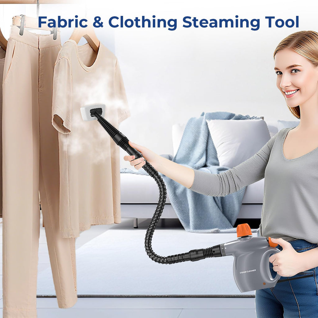 Steam Cleaner, Pressurized Handheld 13pcs Multi-Purpose Natural Deep Cleaning Steamer, Portable Steamer for Cleaning Home, Grout, Kitchen, Car, Window, Upholstery, Bathroom and Clothes, White