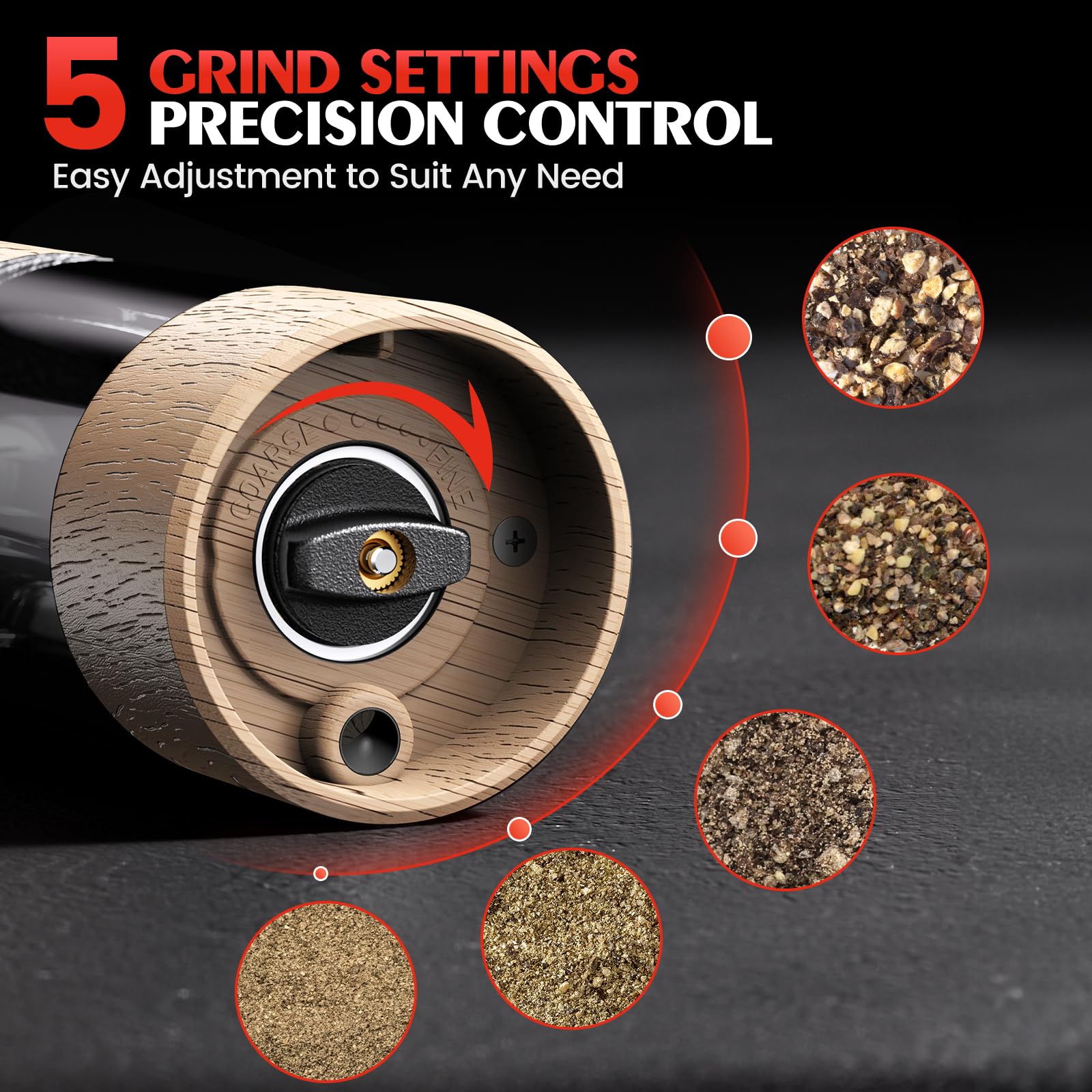 Electric Salt and Pepper Grinder Set Automatic Battery Pepper Mill Shakers Adjustable Coarseness Upgraded Larger Capacity with Led Home and Kitchen Appliances Birthday Gifts for Women Men