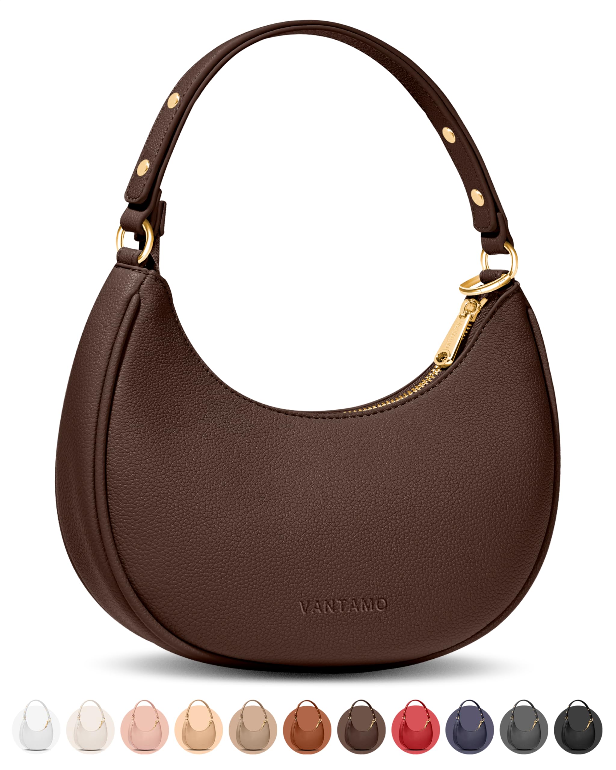 Vantamo Crescent Bags For Women with RFID Protection, Half Moon Clutch Purses for Women with Anti-Theft Clip for Extra Safety