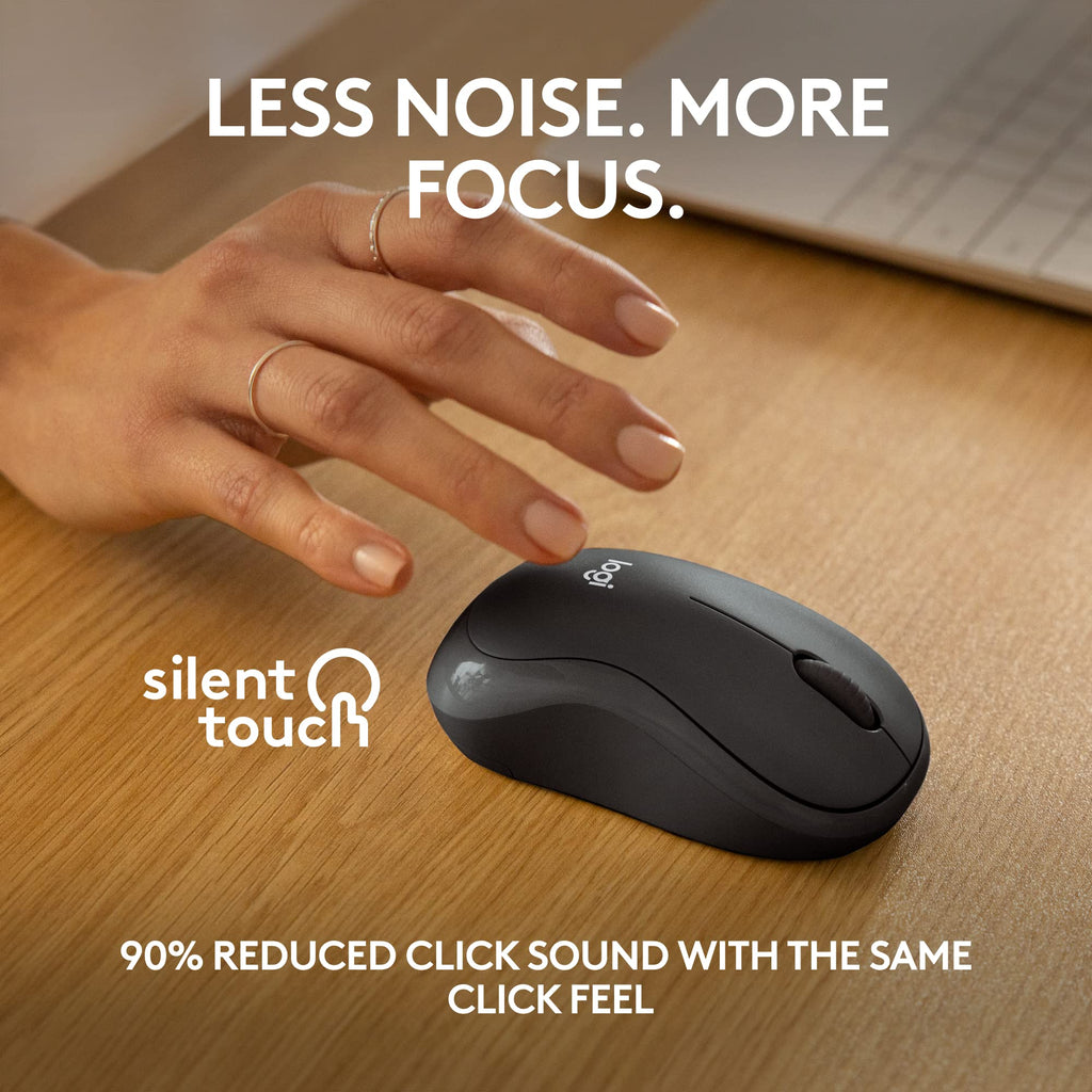 Logitech M185 Wireless Mouse, 2.4GHz with USB Mini Receiver, 12-Month Battery Life, 1000 DPI Optical Tracking, Ambidextrous PC/Mac/Laptop - Swift Grey