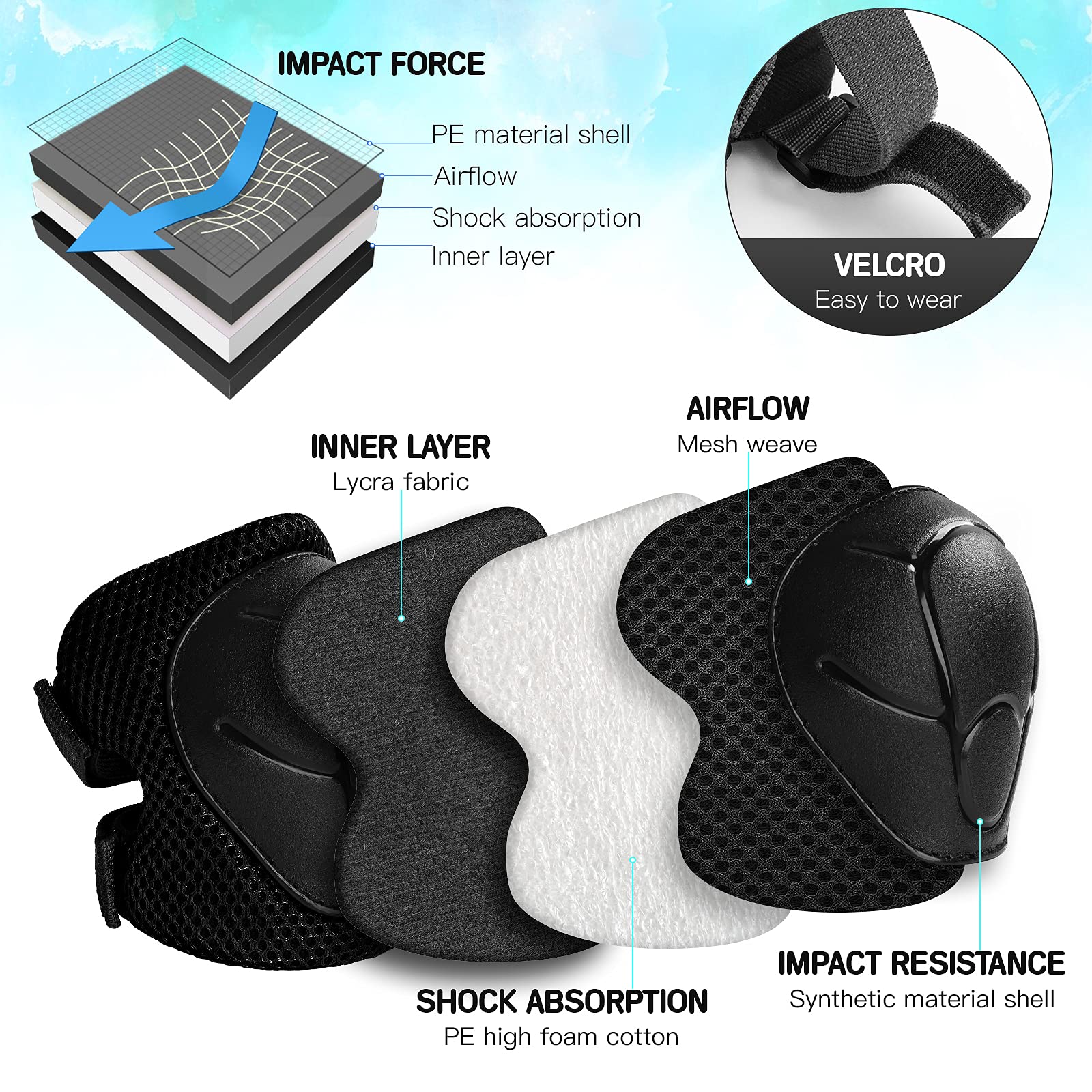 Wemfg Kids Protective Gear Set Knee Pads for Kids 3-14 Years Toddler Knee and Elbow Pads with Wrist Guards 3 in 1 for Skating Cycling Bike Rollerblading Scooter
