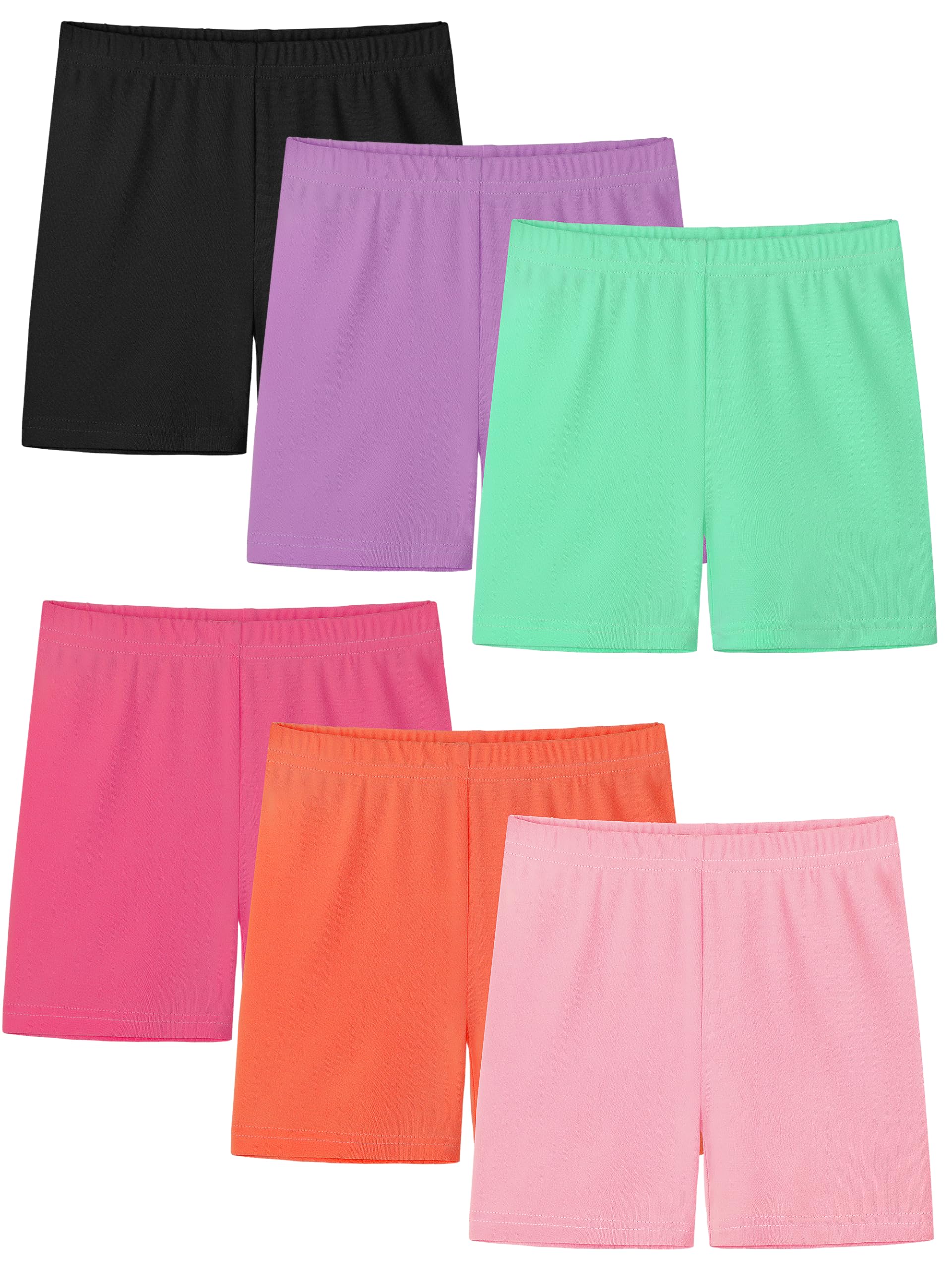 Resinta 6 Pack Girls Bike Shorts Under Dress Dance Cartwheel Shorts for Toddler Kids Summer Clothes Multicolor