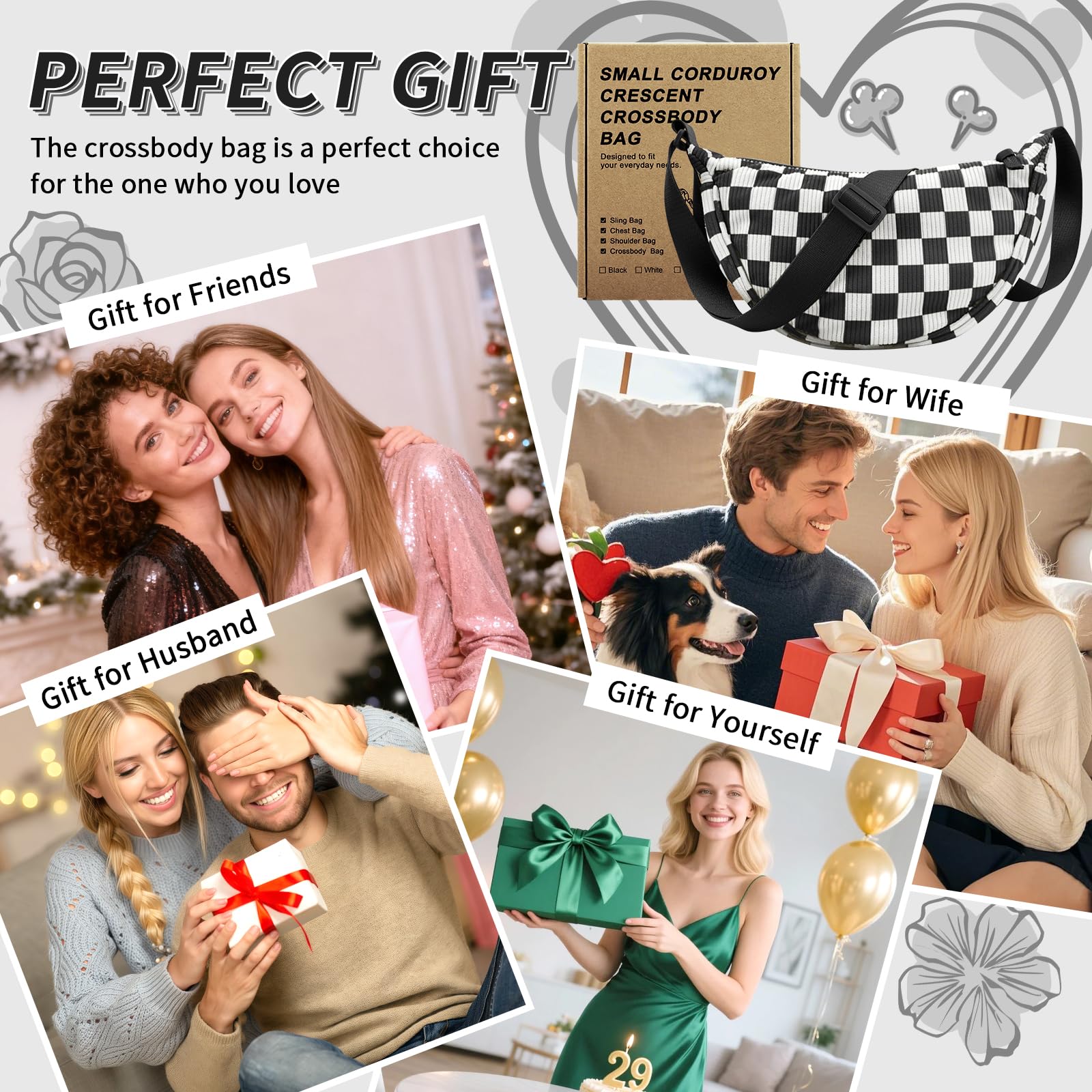 Nylon Crescent Crossbody Bag for Women Purses Trendy Men,Small Travel Sling Bag Hobo