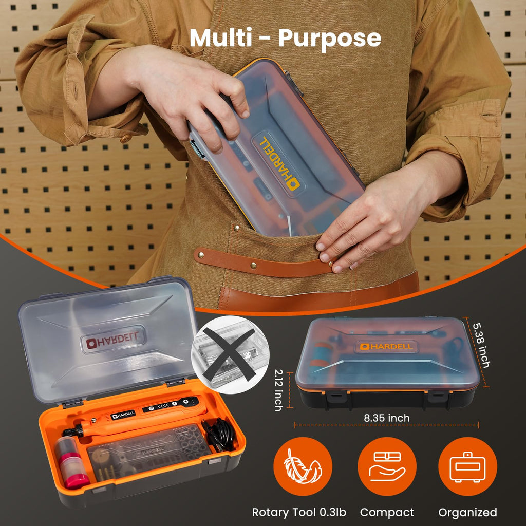 HARDELL Mini Cordless Rotary Tool, 5-Speed and USB Charging Rotary Tool Kit with 69 Accessories, Multi-Purpose 3.7V Power Rotary Tool for Sanding, Polishing, Drilling, Etching, Engraving, DIY Crafts