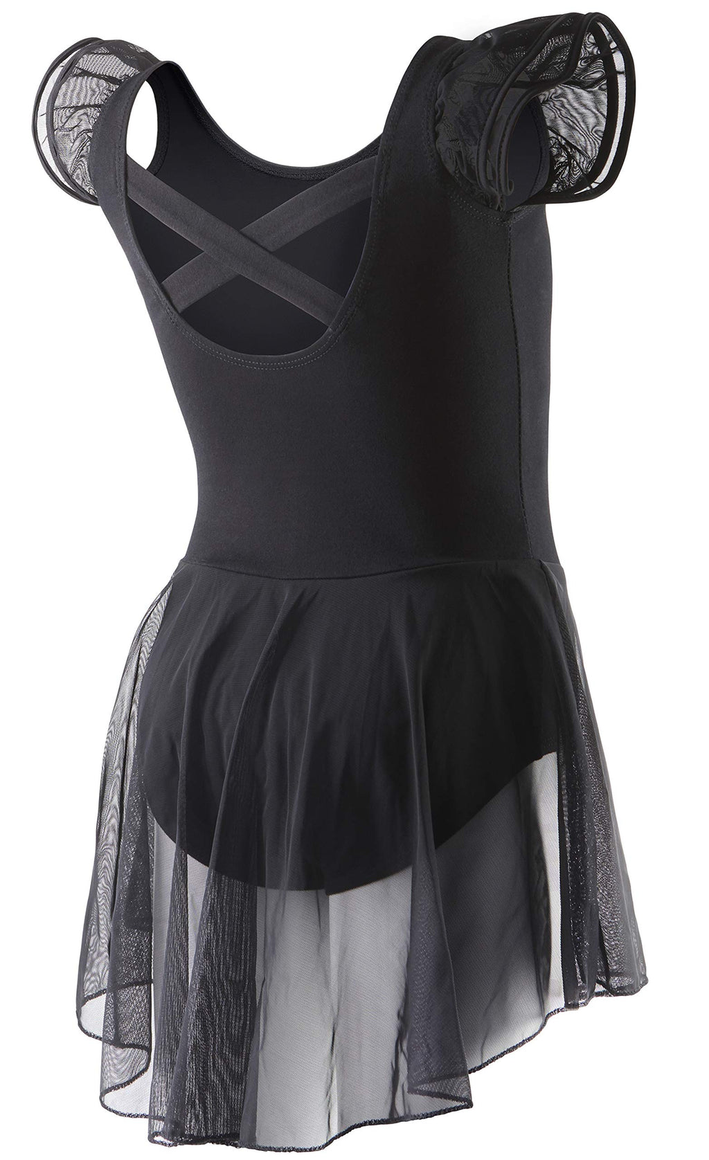 DIPUG Ballet Leotards for Girls Ballet Leotard with Skirt Toddler Dance Leotards Flutter Sleeve and Criss-Cross Back