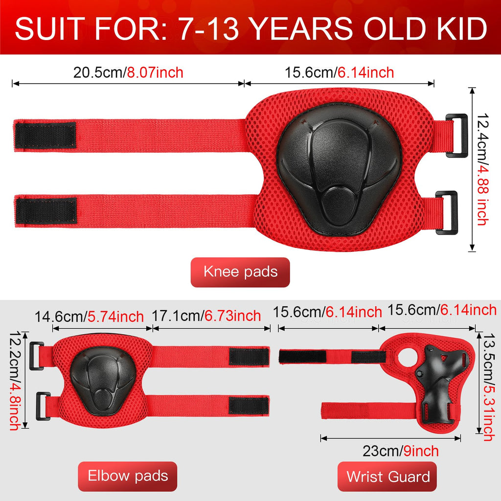 Wemfg Kids Protective Gear Set Knee Pads for Kids 3-14 Years Toddler Knee and Elbow Pads with Wrist Guards 3 in 1 for Skating Cycling Bike Rollerblading Scooter