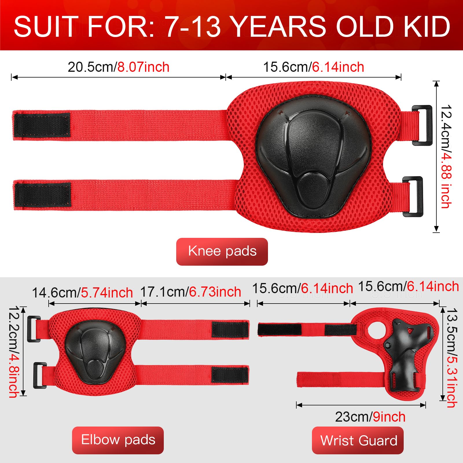 Wemfg Kids Protective Gear Set Knee Pads for Kids 3-14 Years Toddler Knee and Elbow Pads with Wrist Guards 3 in 1 for Skating Cycling Bike Rollerblading Scooter