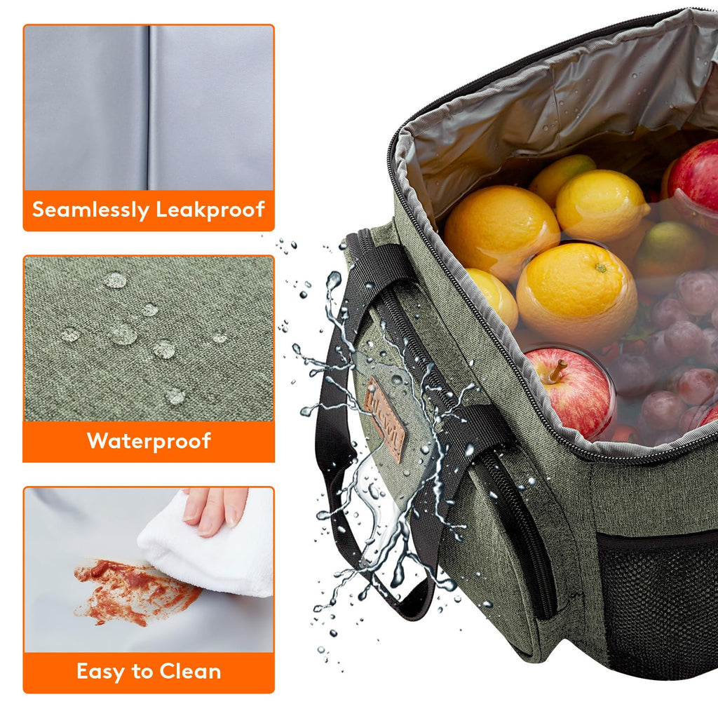 Lifewit Medium Lunch Bag, Insulated Lunch Box, Soft Cooler Cooling Tote for Adult Men Women, Black 12-Can (9L)