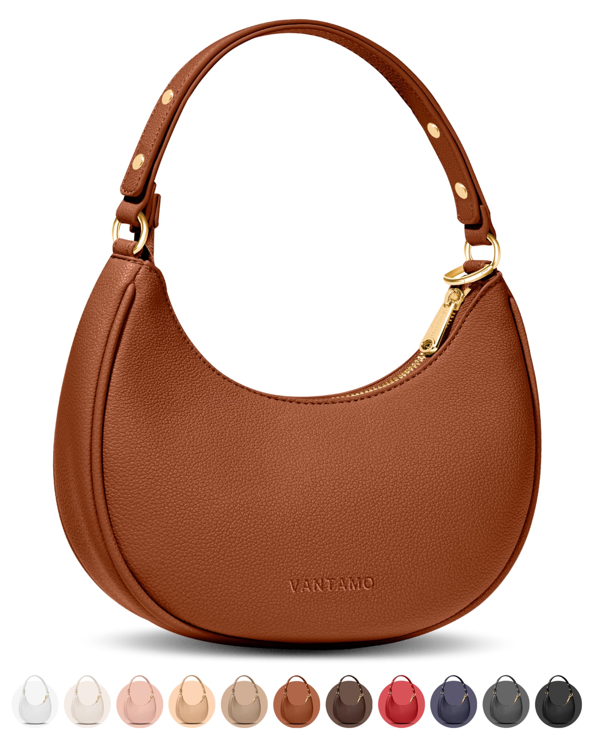 Vantamo Crescent Bags For Women with RFID Protection, Half Moon Clutch Purses for Women with Anti-Theft Clip for Extra Safety