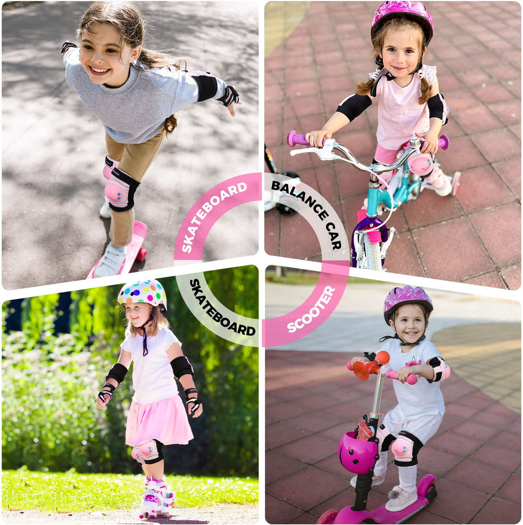 BOSONER Kids/Youth Knee Pads Elbow Pads Wrist Guards Set for 3-15 Years, Child Protective Gear Set for Roller Skates, Cycling, BMX Bike, Skateboard, Inline Skating, Scooter Riding Sports…
