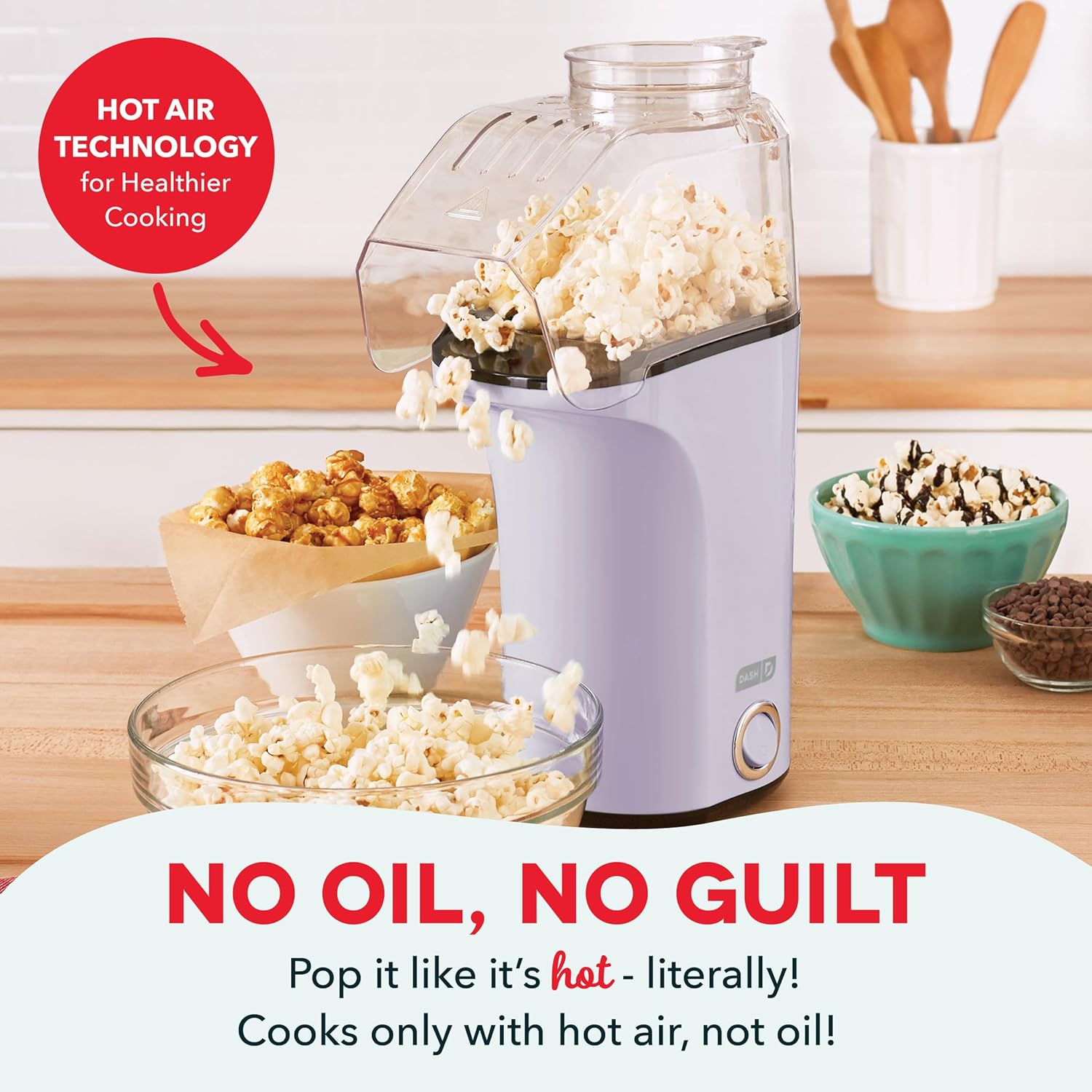 DASH Fresh Pop Popcorn Maker - Oil-Free, Air Popcorn Popper - With Measuring Cup & Recipe Guide - Perfect for Movie Nights - 16 Cups, Aqua