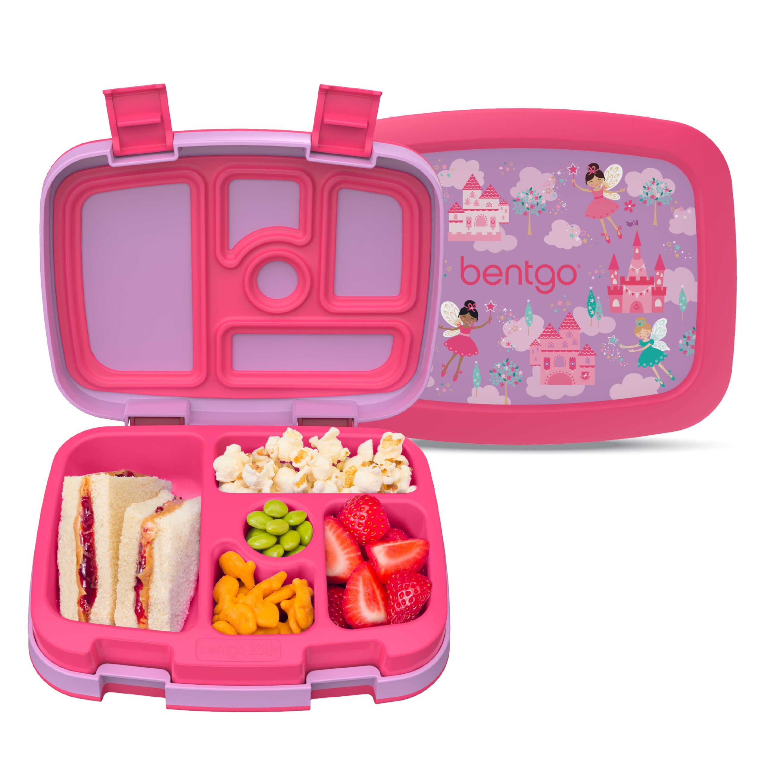 Bentgo Kids Prints Leak-Proof, 5-Compartment Bento-Style Kids Lunch Box - Ideal Portion Sizes for Ages 3-7, Durable, Drop-Proof, Dishwasher Safe, & PFAS & BPA-Free Materials (Unicorn)
