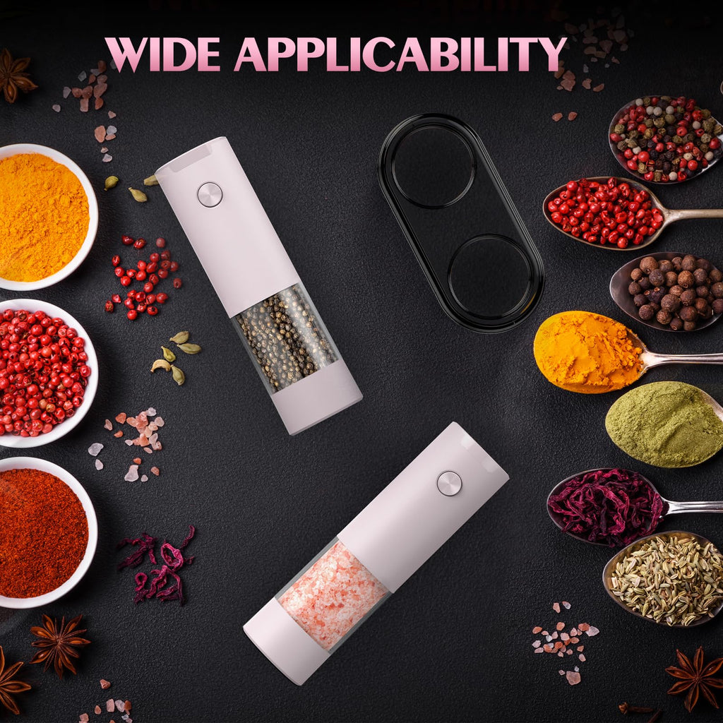 Electric Salt and Pepper Grinder Set Automatic Battery Pepper Mill Shakers Adjustable Coarseness Upgraded Larger Capacity with Led Home and Kitchen Appliances Birthday Gifts for Women Men