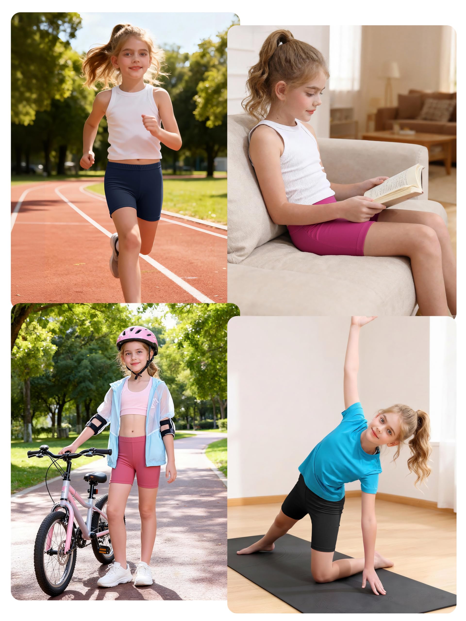 Resinta 6 Pack Girls Bike Shorts Under Dress Dance Cartwheel Shorts for Toddler Kids Summer Clothes Multicolor
