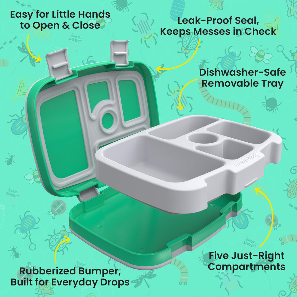 Bentgo Kids Prints Leak-Proof, 5-Compartment Bento-Style Kids Lunch Box - Ideal Portion Sizes for Ages 3-7, Durable, Drop-Proof, Dishwasher Safe, & PFAS & BPA-Free Materials (Unicorn)