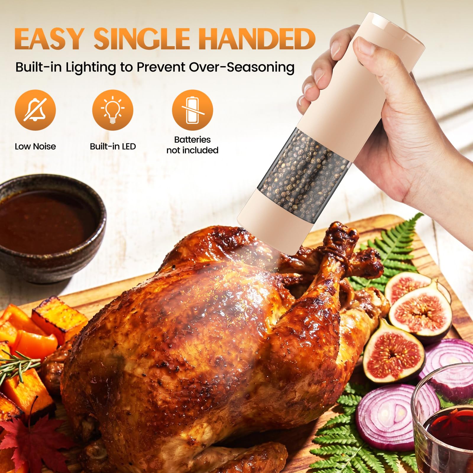 Electric Salt and Pepper Grinder Set Automatic Battery Pepper Mill Shakers Adjustable Coarseness Upgraded Larger Capacity with Led Home and Kitchen Appliances Birthday Gifts for Women Men