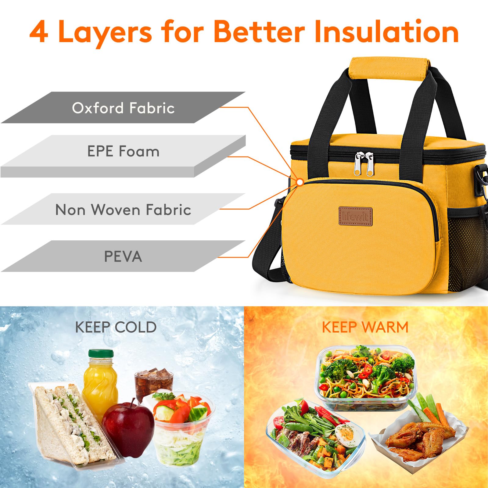 Lifewit Medium Lunch Bag, Insulated Lunch Box, Soft Cooler Cooling Tote for Adult Men Women, Black 12-Can (9L)