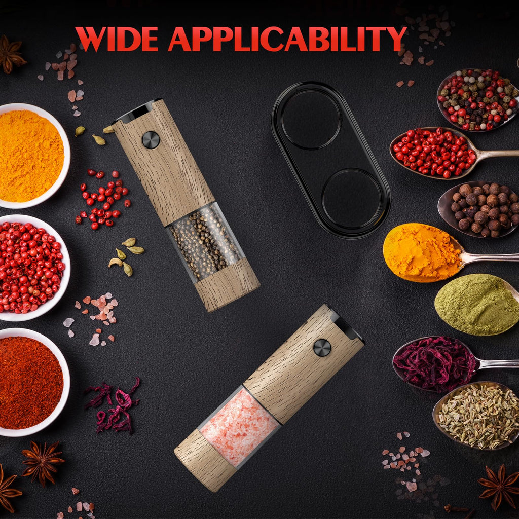 Electric Salt and Pepper Grinder Set Automatic Battery Pepper Mill Shakers Adjustable Coarseness Upgraded Larger Capacity with Led Home and Kitchen Appliances Birthday Gifts for Women Men