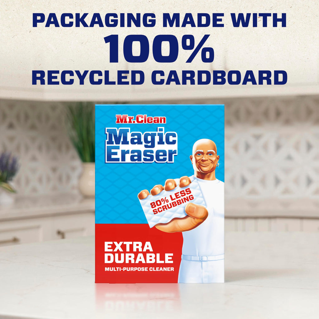 Mr. Clean Magic Eraser Sponge, All Purpose Cleaner, Cleaning Scrubber, Wall, Sneaker, Kitchen, Bathroom, Shower Cleaning Supplies, Melamine Sponge, Cleaning Pads, Whole Home Extra Durable, 12ct
