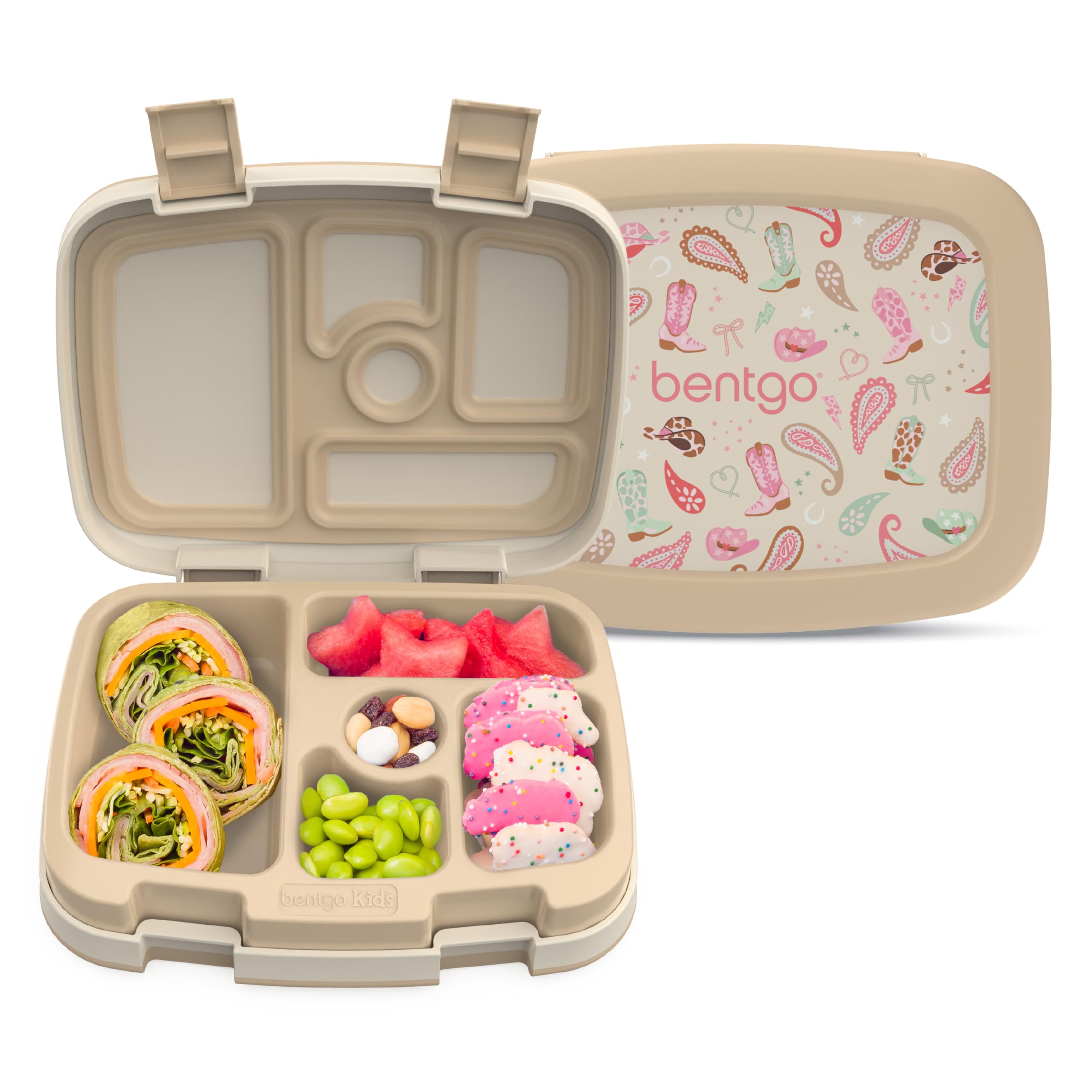 Bentgo Kids Prints Leak-Proof, 5-Compartment Bento-Style Kids Lunch Box - Ideal Portion Sizes for Ages 3-7, Durable, Drop-Proof, Dishwasher Safe, & PFAS & BPA-Free Materials (Unicorn)