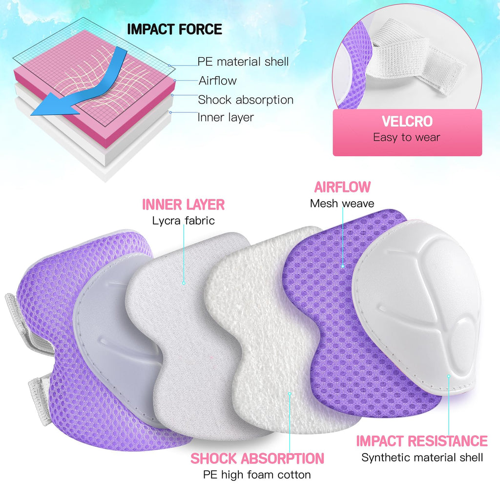 Wemfg Kids Protective Gear Set Knee Pads for Kids 3-14 Years Toddler Knee and Elbow Pads with Wrist Guards 3 in 1 for Skating Cycling Bike Rollerblading Scooter