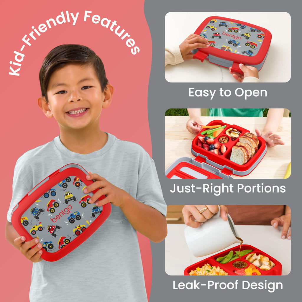Bentgo Kids Prints Leak-Proof, 5-Compartment Bento-Style Kids Lunch Box - Ideal Portion Sizes for Ages 3-7, Durable, Drop-Proof, Dishwasher Safe, & PFAS & BPA-Free Materials (Unicorn)