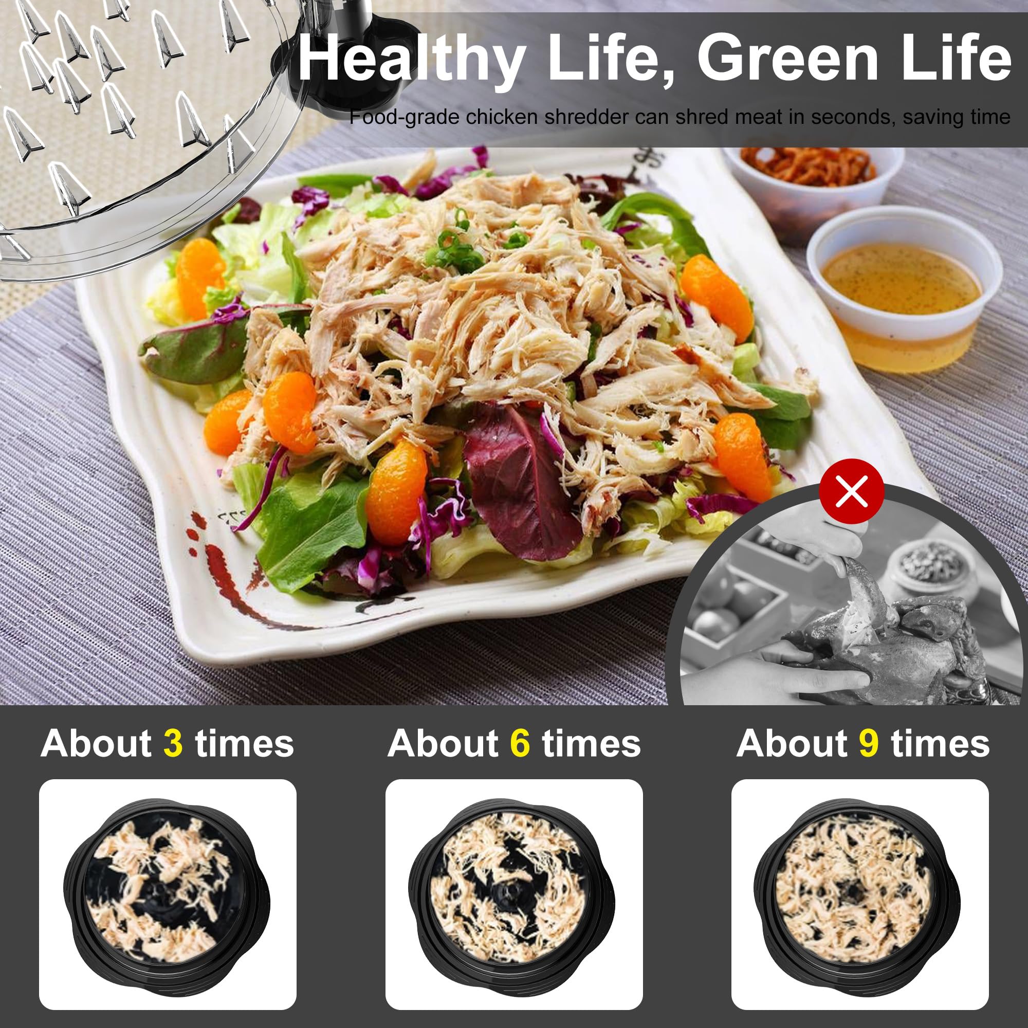 SURETIVIAN Chicken Shredder Tool Twist Large Chicken Breast Shredder with Brush&Fork, Visible Meat Shredder Machine, Strong Anti-Slip Strip, Ergonomic Handle, BPA Free, Suitable for Pork Beef Chicken