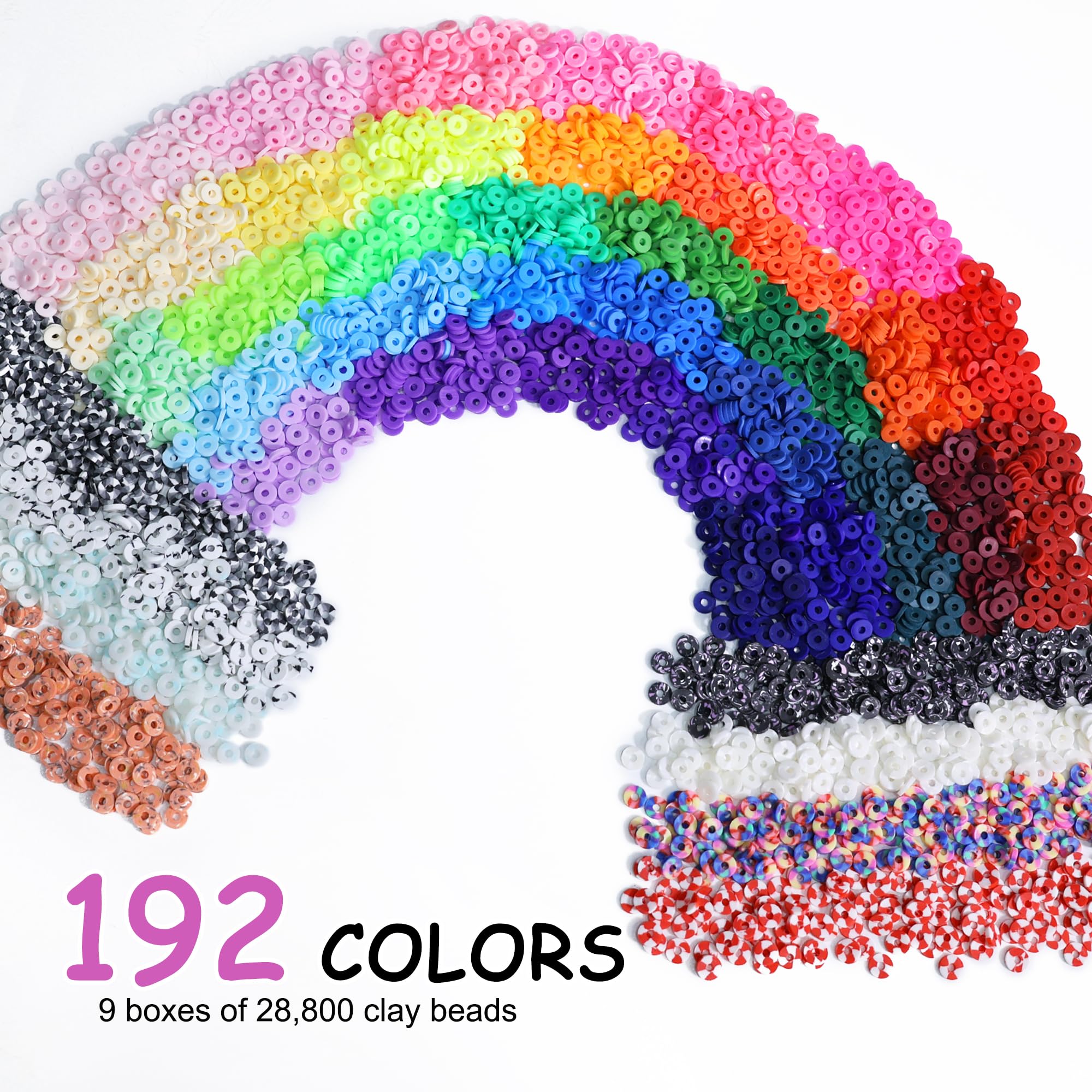 Redtwo 5100 Clay Beads Bracelet Making Kit, Flat Preppy Beads for Friendship Jewelry Making,Polymer Heishi Beads with Charms Gifts for Teen Girls Crafts for Girls Ages 8-12
