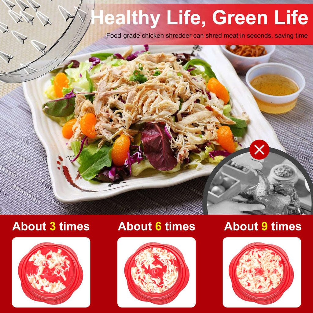 SURETIVIAN Chicken Shredder Tool Twist Large Chicken Breast Shredder with Brush&Fork, Visible Meat Shredder Machine, Strong Anti-Slip Strip, Ergonomic Handle, BPA Free, Suitable for Pork Beef Chicken