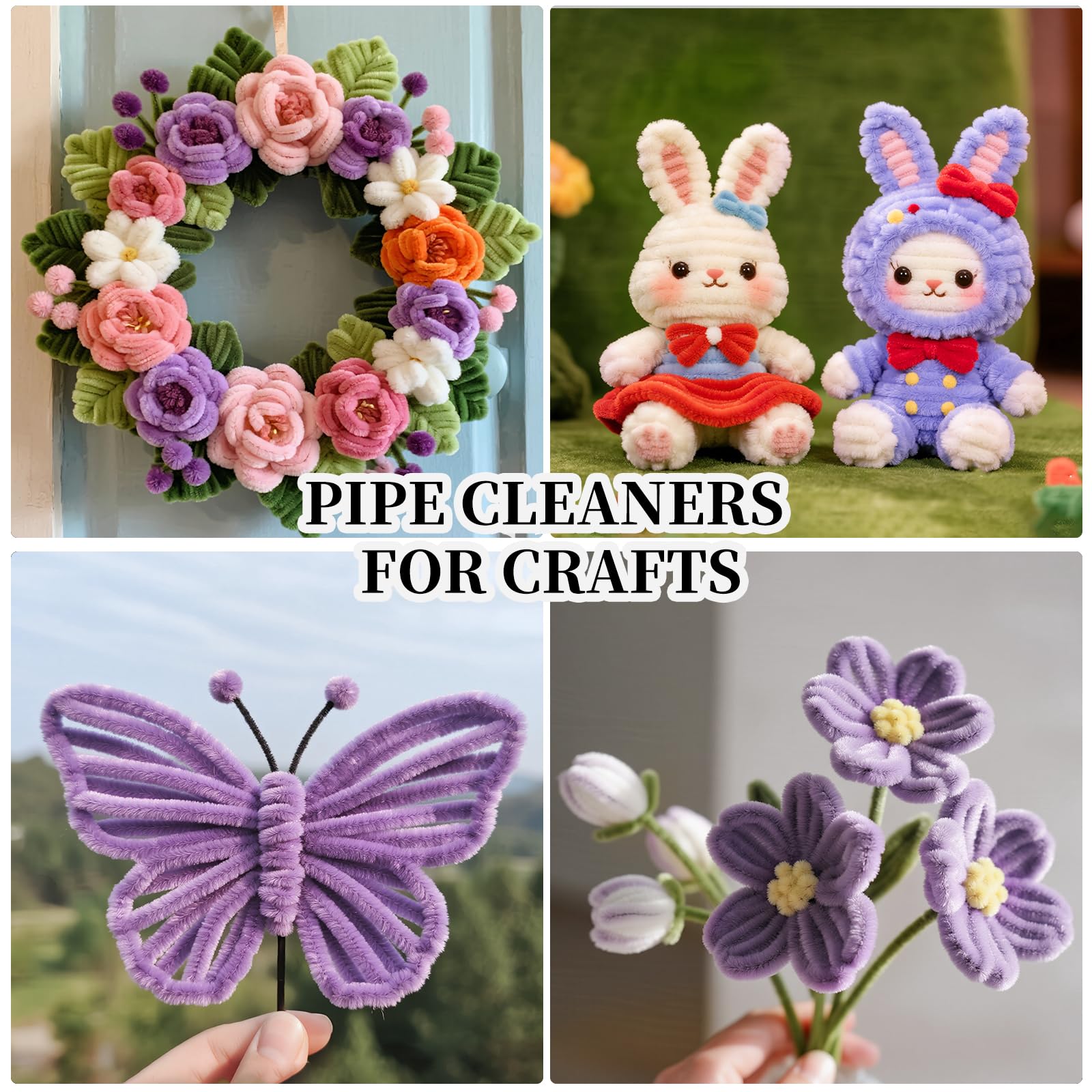 Pipe Cleaners Craft Bulk,Kids Toys & Games Gifts,200pcs Arts Crafts,Chenille Stems Art Supplies for Projects Creative DIY Room Decor,Christmas Decorations,Juegos para Niños Fidget Toys for Ages 5-7