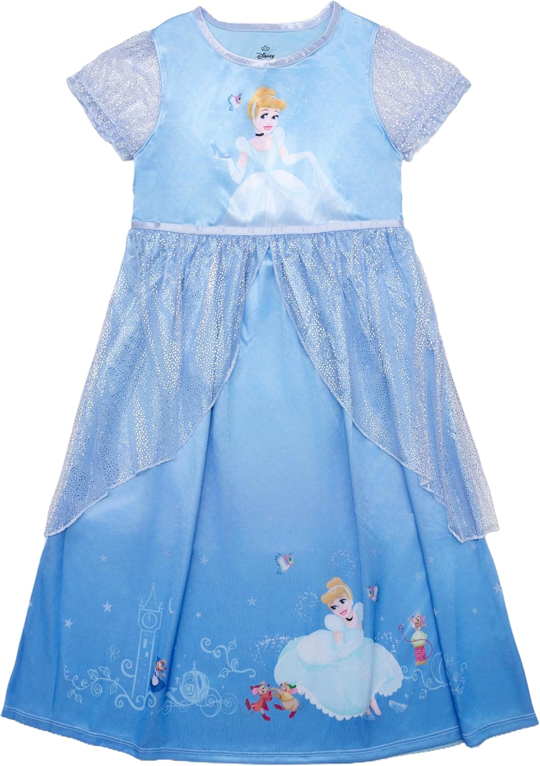 Disney Girls' Princess Dress Nightgown, Fantasy Gown, Soft & Cute Pajamas for Kids