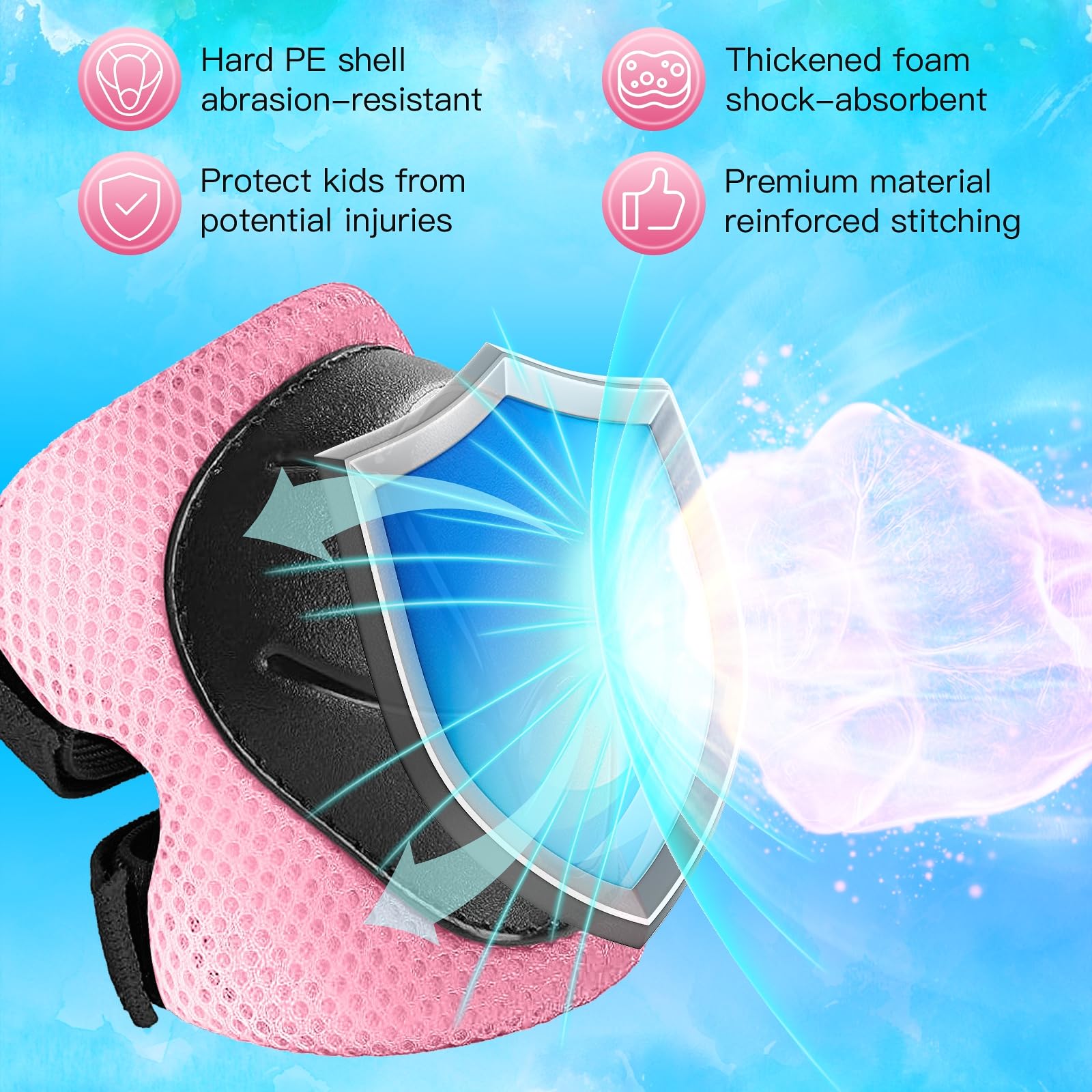 Wemfg Kids Protective Gear Set Knee Pads for Kids 3-14 Years Toddler Knee and Elbow Pads with Wrist Guards 3 in 1 for Skating Cycling Bike Rollerblading Scooter