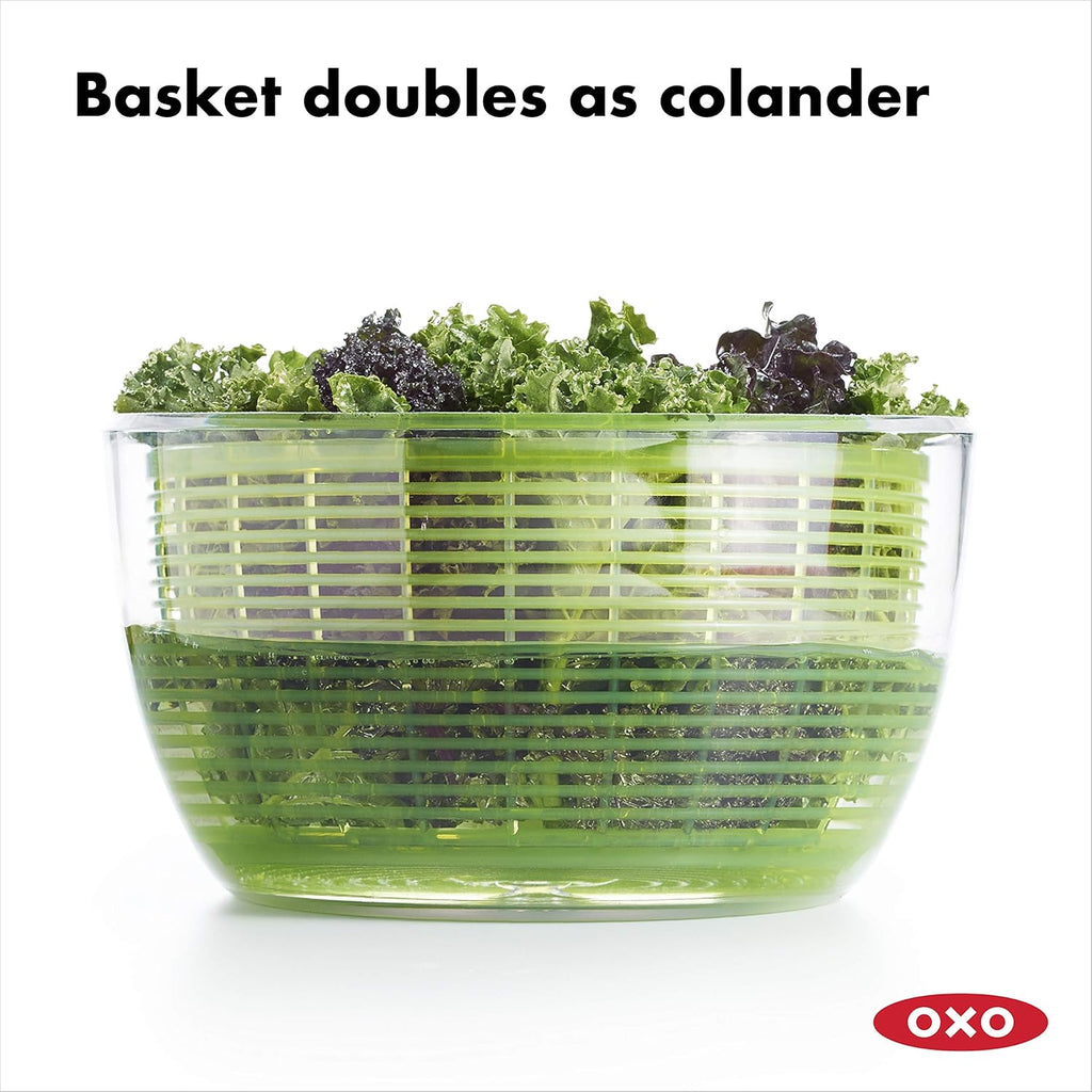 OXO Good Grips Salad Spinner | Lettuce Spinner | Fruit Washer | Fruit Washing Bowl with Strainer | Vegetable Cleaner | Salad Cleaner | Lettuce Washer | 6.22 Quart Capacity