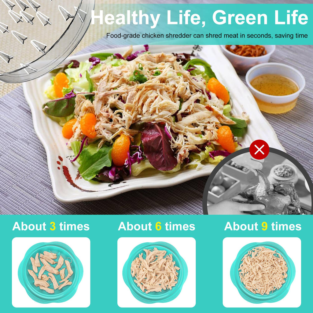 SURETIVIAN Chicken Shredder Tool Twist Large Chicken Breast Shredder with Brush&Fork, Visible Meat Shredder Machine, Strong Anti-Slip Strip, Ergonomic Handle, BPA Free, Suitable for Pork Beef Chicken