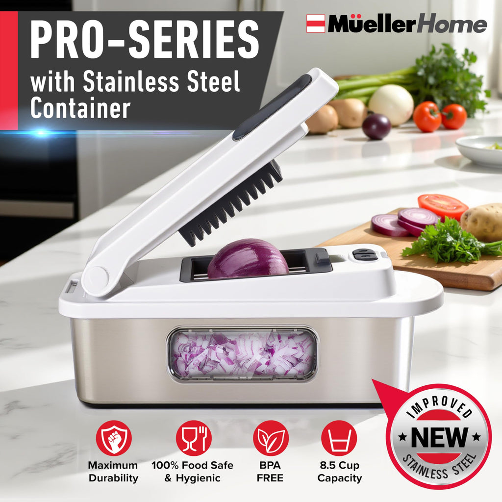 Mueller The Real Original Pro Chopper since 2013 Vegetable Chopper Mandoline Slicer, 8 Blade Food Veggie Chopper Onion Vegetable Cutter with Container, Kitchen Gadgets & Essentials, (10 in 1)