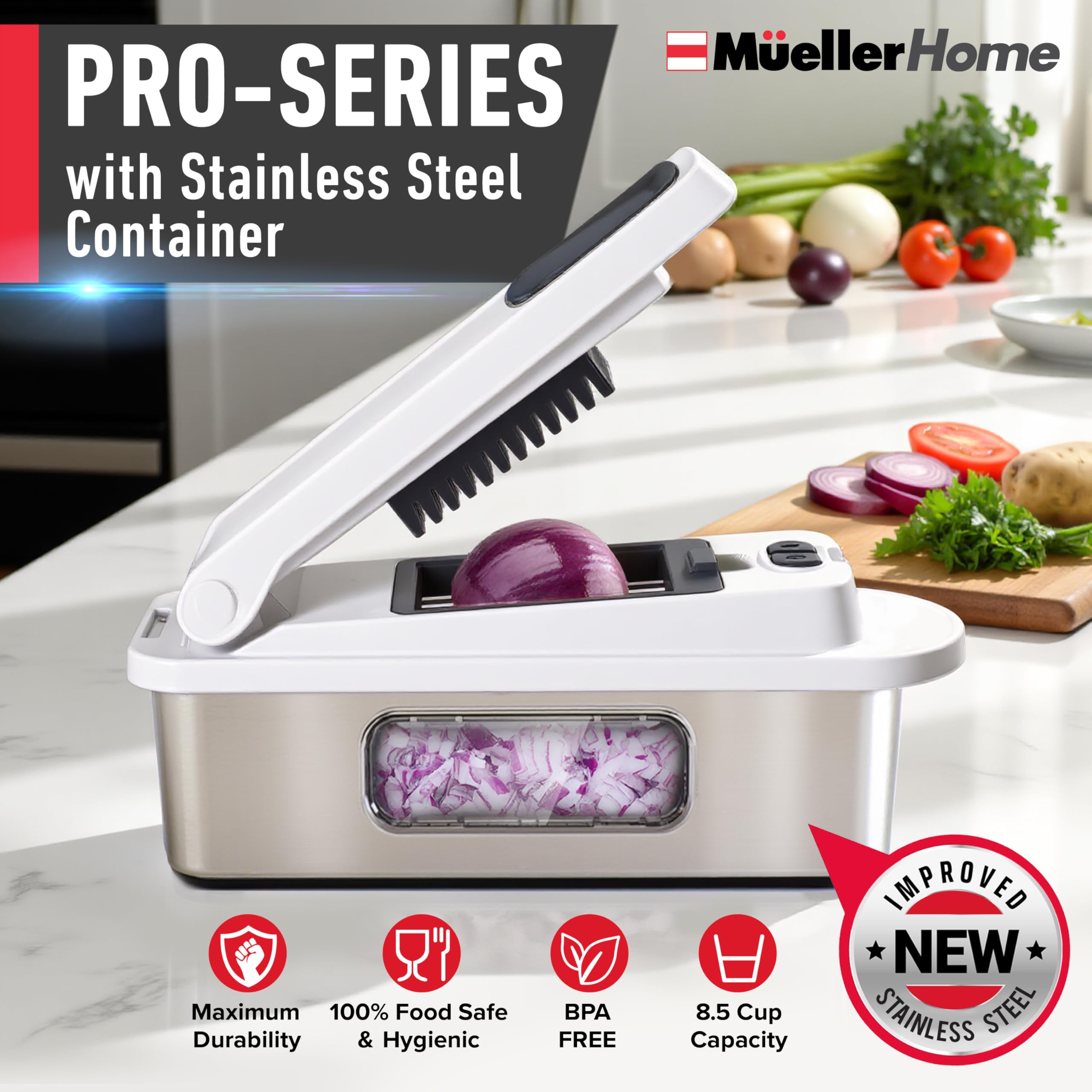 Mueller The Real Original Pro Chopper since 2013 Vegetable Chopper Mandoline Slicer, 8 Blade Food Veggie Chopper Onion Vegetable Cutter with Container, Kitchen Gadgets & Essentials, (10 in 1)